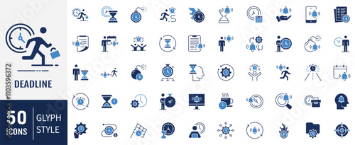Deadline Icon set. Containing Time management, time value, working, time, schedule and more. Vector Illustration