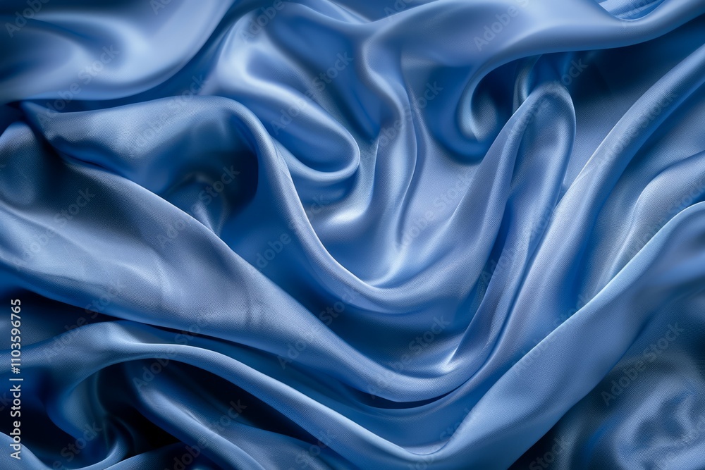 Obraz premium Photo of Blue silk fabric drapery material. Background texture for backdrops or mapping