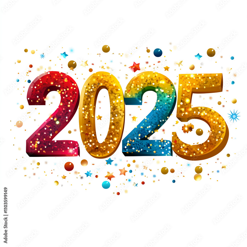 A number of 2025 as the next year, colorful design on white background A number of 2025 as the next year, colorful design on white background