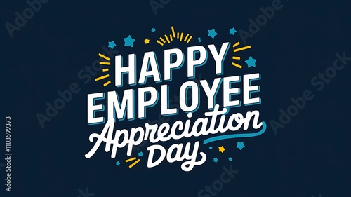 High-Contrast Employee Appreciation Day Greeting Card Design with Bold Typography and Festive Confetti Elements