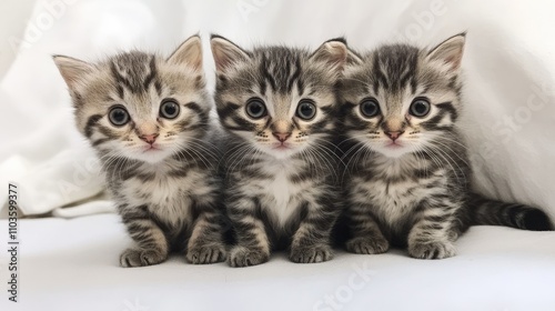 Trio of Adorable American Curl Kittens