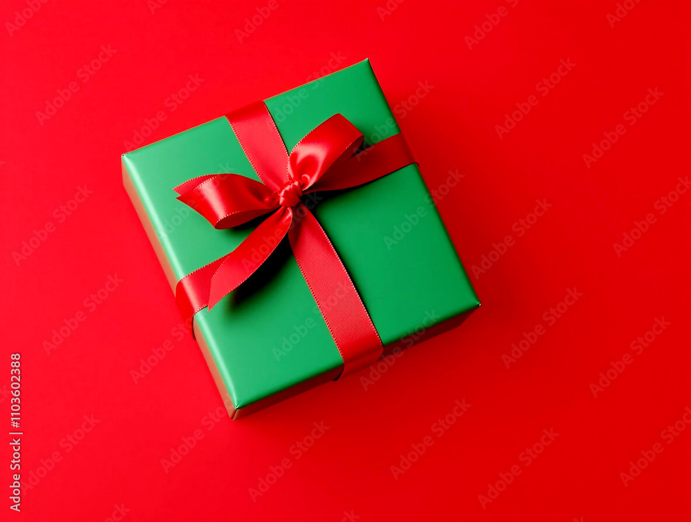 The Santa Claus with Christmas gifts on red background The Santa Claus with Christmas gifts on red background