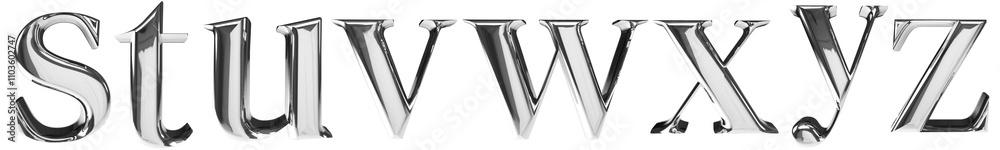 set of lowercase chrome letter 3d render set of lowercase chrome letter 3d render