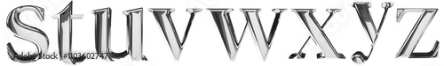 set of lowercase chrome letter 3d render