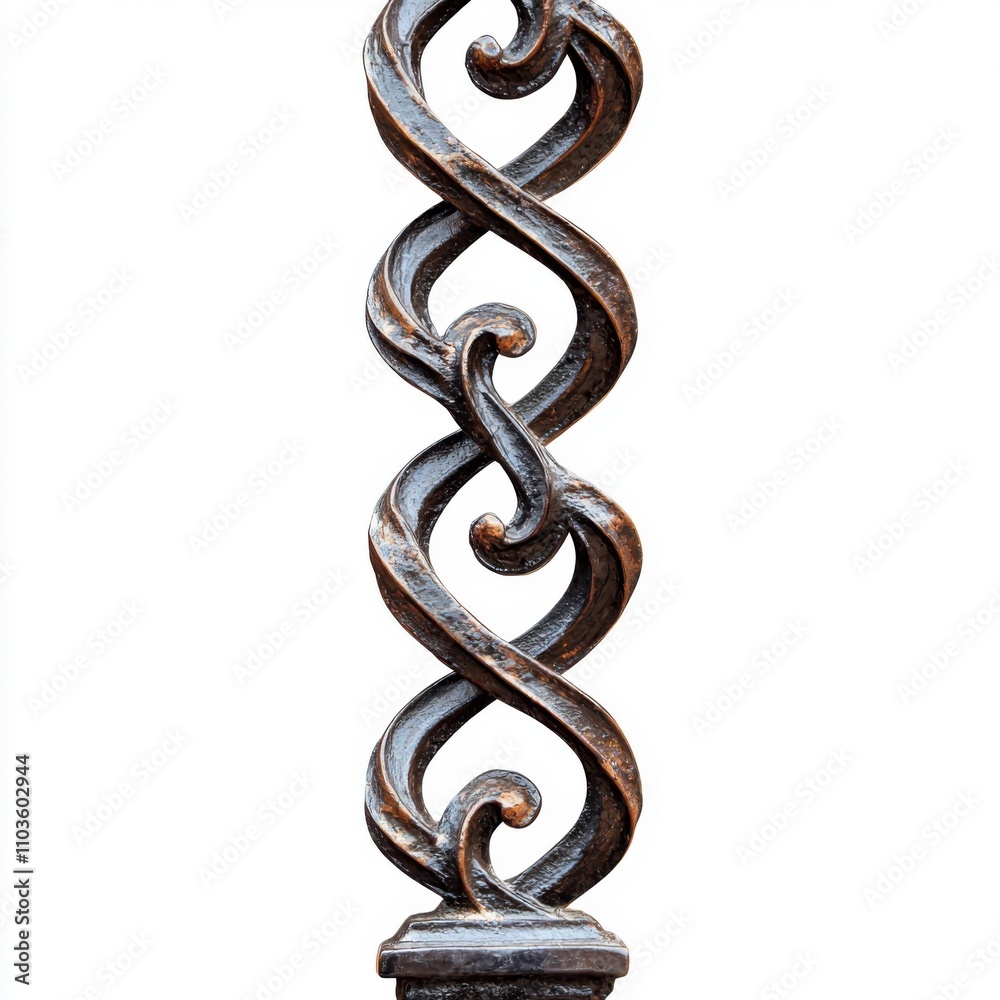 Obraz premium Twisted iron fence detail isolated background metalwork art