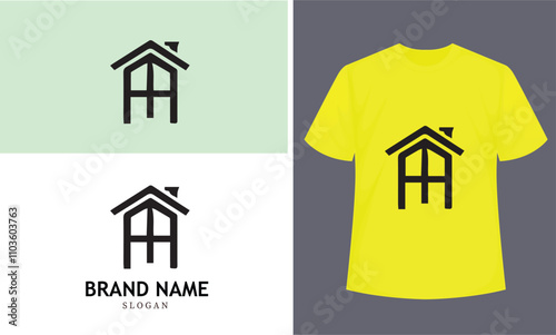 Real Estate Agency Modern Logo Icon and Stylish Simple T-Shirt Design