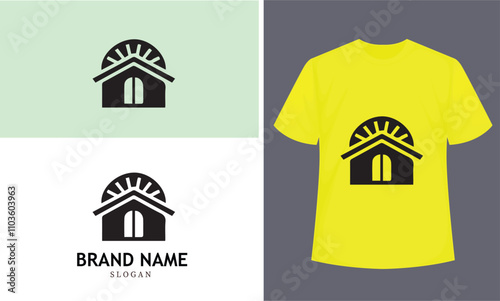 Real Estate Agency Modern Logo Icon and Stylish Simple T-Shirt Design