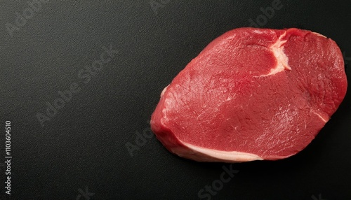 Raw meat beef steak on black top view photo