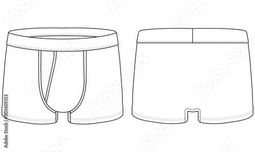  boxer shorts underwear vector illustration template back and fond views underwear vector design