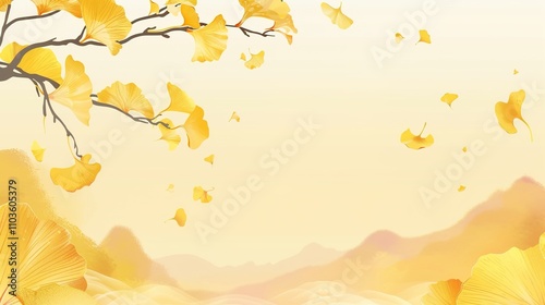 Wallpaper Mural Autumn Equinox Autumn Ginkgo Mountain Yellow Chinese Style Background Torontodigital.ca