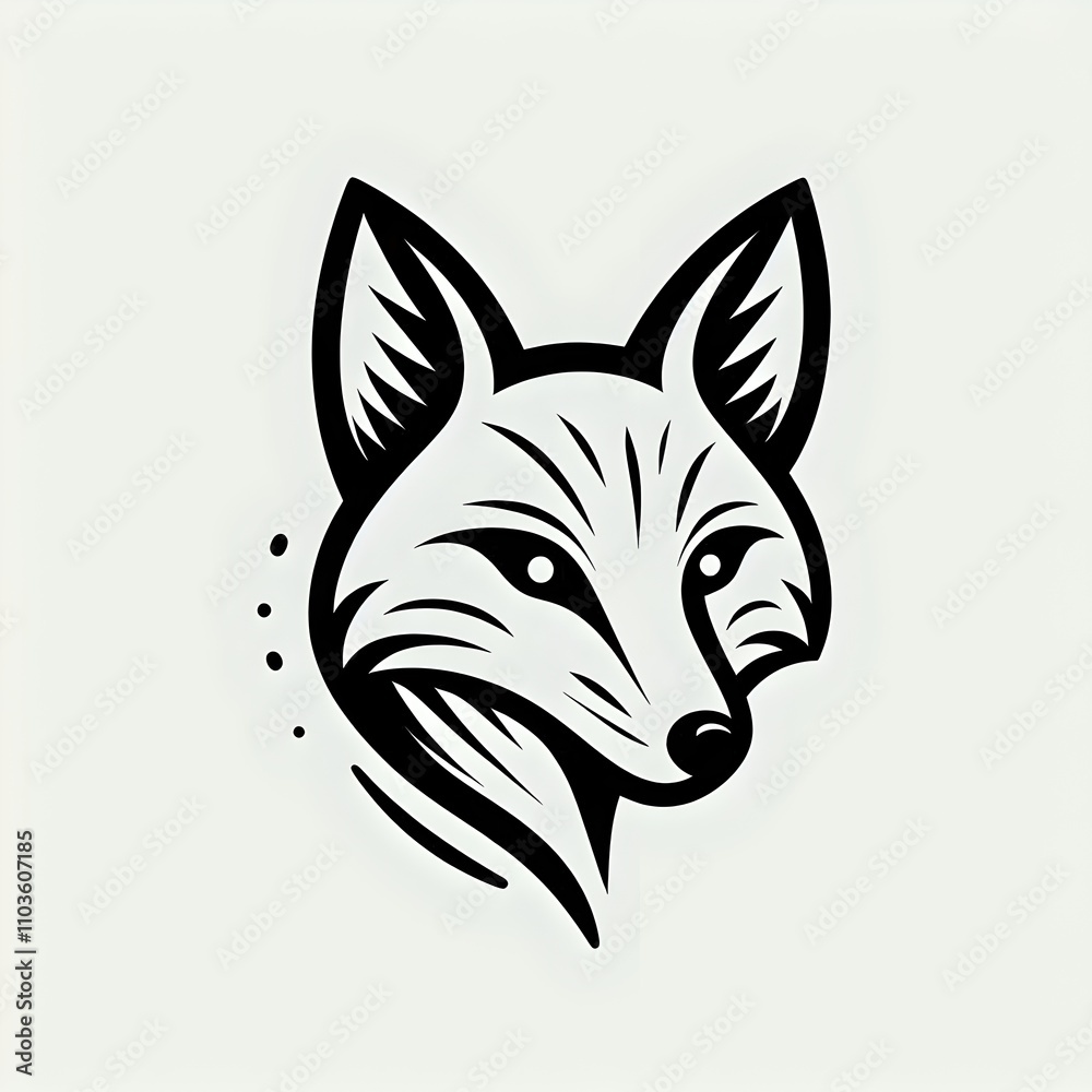 Obraz premium Sketch of a fox tattoo in black and white 