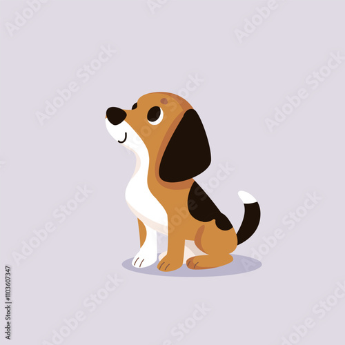 Cute charming dog cartoon hand drawn vector illustration. cheerful puppy sitting, for t-shirt print, kids wear fashion design