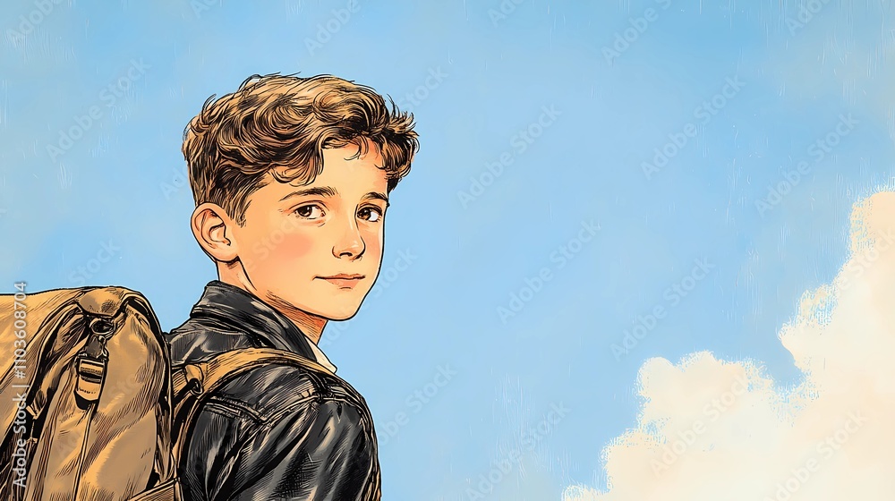 Children with backpacks outdoors, exploring and learning, perfect stock illustrarion. Children with backpacks outdoors, exploring and learning, perfect stock illustrarion.