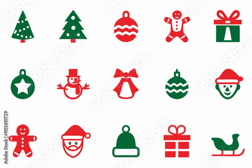 Christmas Icon Pack all ornaments vector art illustration 