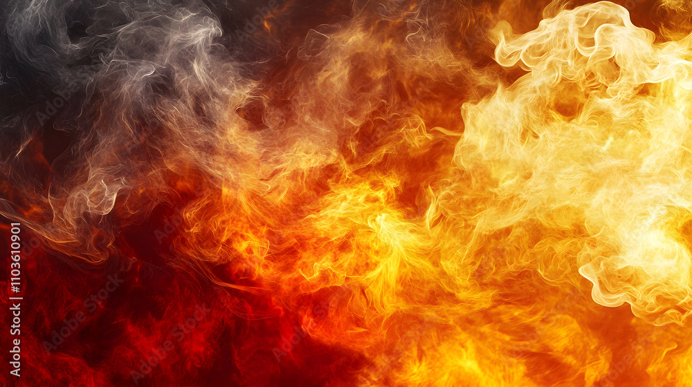 Obraz premium Abstract fiery background with swirling smoke and flames in shades of orange, red, and gray. Perfect for energy, power, or heat related concepts.