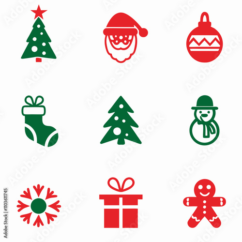 Christmas Icon Pack all ornaments vector art illustration 