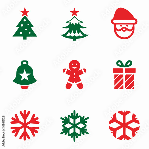 Christmas Icon Pack all ornaments vector art illustration 