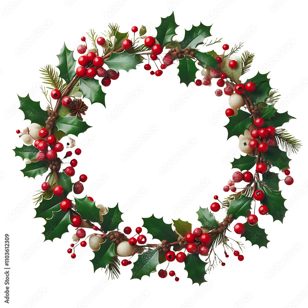 Christmas Wreath Festive Decoration isolated on a white background.
Christmas Wreath Festive Decoration isolated on a white background.