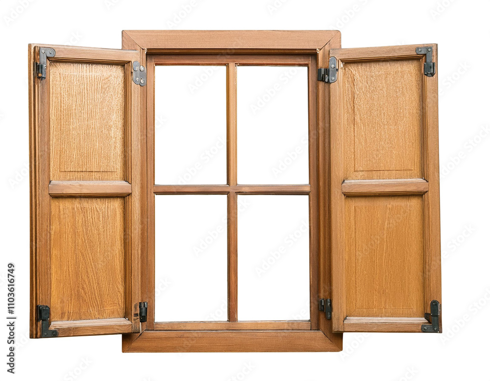 Wooden window isolated on white background, cutout Wooden window isolated on white background, cutout