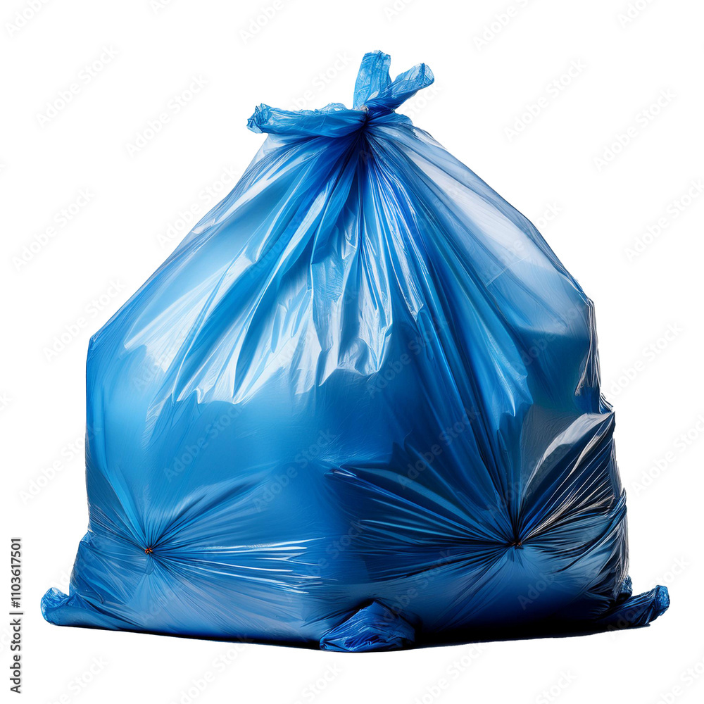 blue plastic trash bags isolated on transparent background