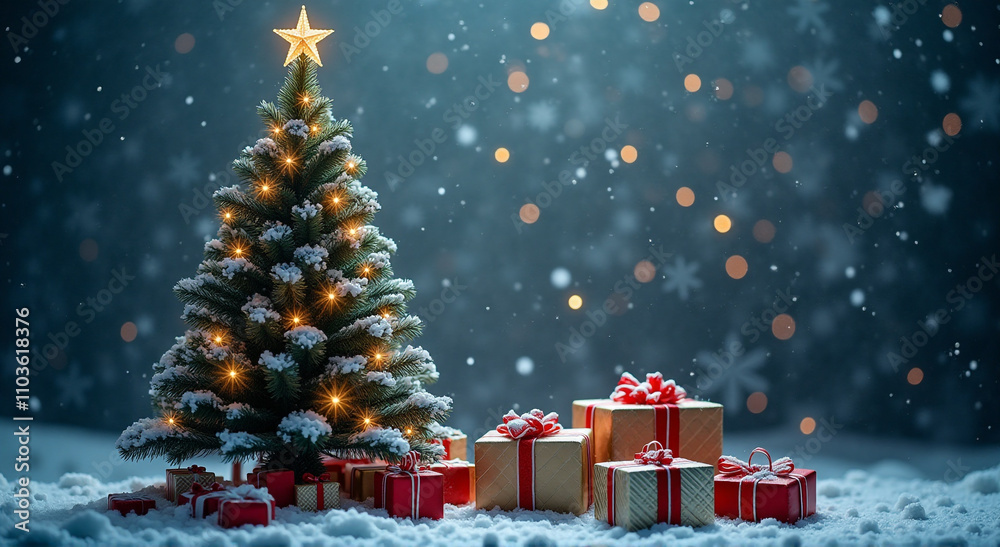 Obraz premium christmas tree with gift boxes