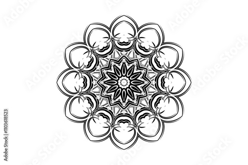 Artistic Mandala Design with Star Motif and Intricate Symmetrical Patterns
 photo