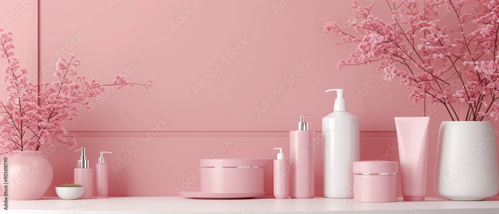 A stylish showcase of various products arranged on a sleek counter, emphasizing modern aesthetics and creativity in product presentation. Ideal for retail themes. A stylish showcase of various products arranged on a sleek counter, emphasizing modern aesthetics and creativity in product presentation. Ideal for retail themes.