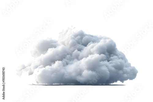 Realistic 3D rendered cumulus cloud with volumetric details and soft edges, featuring photorealistic texture and atmospheric lighting in clean, isolated presentation, on transparent background