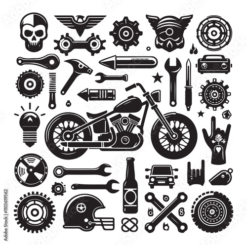 motorcycle elements vector illustration