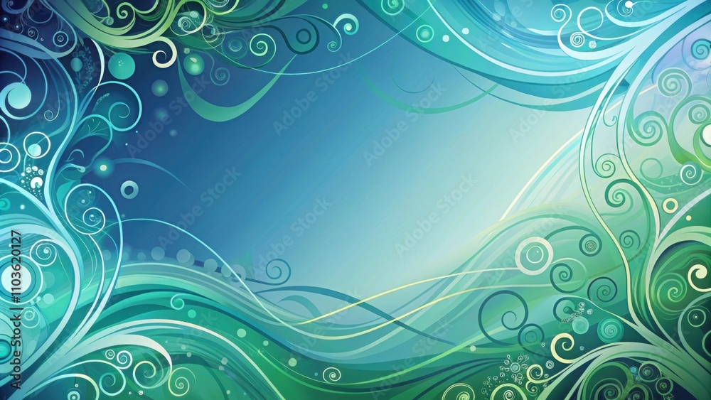 Abstract background in shades of blue and green with swirls and curves, abstract, background, blue, green, design, art, texture Abstract background in shades of blue and green with swirls and curves, abstract, background, blue, green, design, art, texture