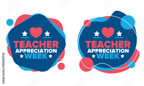 Teacher Appreciation Week in United States. Celebrated annual in May. In honour of teachers who hard work and teach our children. School and education. Student learning concept. Vector illustration