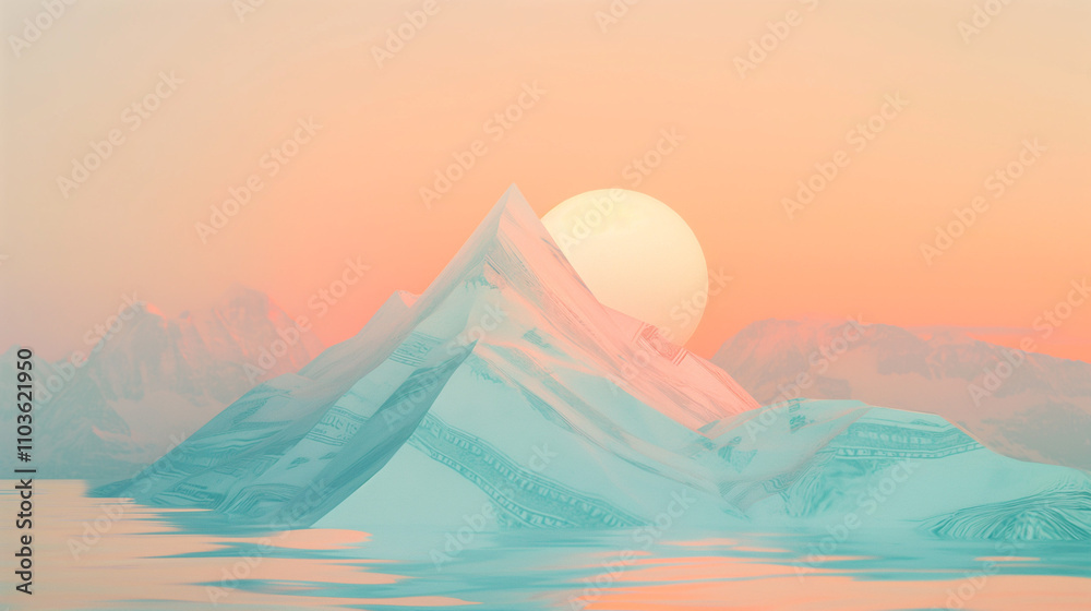 A financial graph represented as a mountain made of pastel money A financial graph represented as a mountain made of pastel money