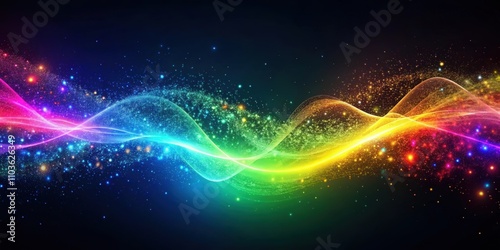 Colorful light waves with particles and futuristic spectrum, colorful, light, waves, particles, futuristic, spectrum