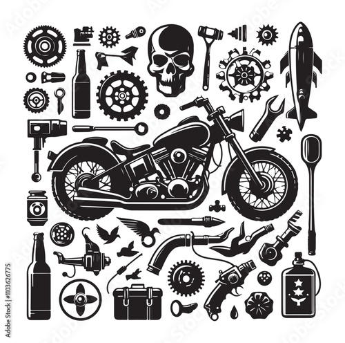 motorcycle silhouette illustration vector