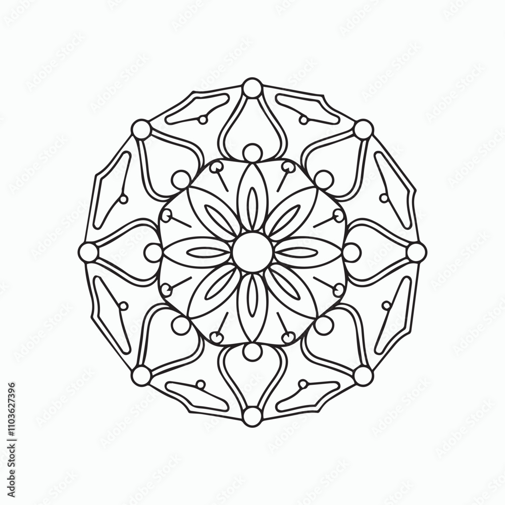 easy floral mandala design with clean lines for Kids coloring book page easy floral mandala design with clean lines for Kids coloring book page