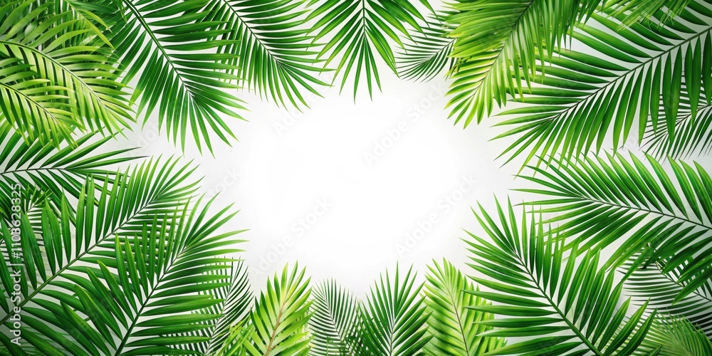Fresh green jungle palm leaves overlay frame on background, tropical, foliage, nature, lush, botanical, greenery, rainforest Fresh green jungle palm leaves overlay frame on background, tropical, foliage, nature, lush, botanical, greenery, rainforest