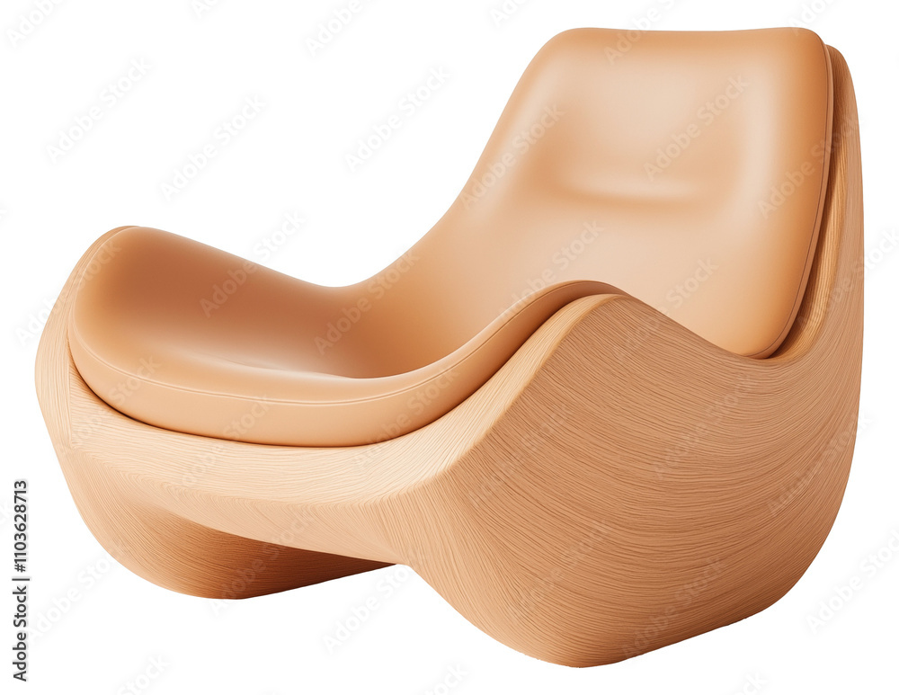 Stylish modern chair design showcasing minimalist curves and a warm orange hue isolated on transparent background. Stylish modern chair design showcasing minimalist curves and a warm orange hue isolated on transparent background.