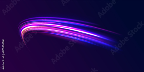 Abstract fire flare trace lens flares acceleration speed motion on night road. Acceleration speed motion on night road. Colorful Light Trails, Long Time Exposure Motion Blur Effect. 