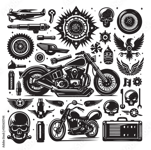 motorcycle silhouette illustration vector
