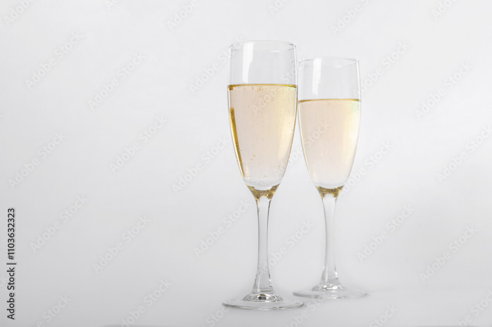 Elegant Champagne Glasses with Sparkling Bubbles. Elegant Champagne Glasses with Sparkling Bubbles.