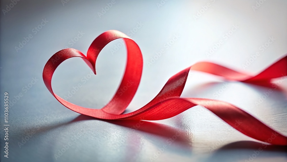 Heart Shaped Red Ribbon on a White Background - Perfect for Valentine's Day, Weddings, and Romantic Occasions, Symbolizing Love and Affection in a Minimalistic Style Heart Shaped Red Ribbon on a White Background - Perfect for Valentine's Day, Weddings, and Romantic Occasions, Symbolizing Love and Affection in a Minimalistic Style