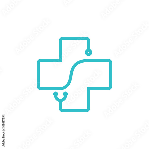 medical health care with stethoscope logo and icon vector design template