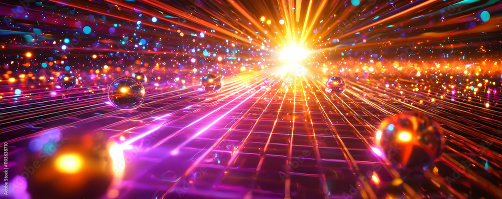 Abstract Colorful Light Show with Glowing Spheres Abstract Colorful Light Show with Glowing Spheres