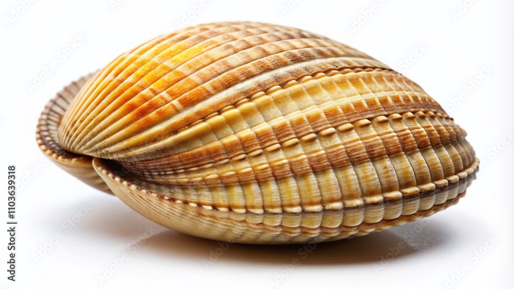 High-Quality Product Photography of a Cockle Isolated on a White Background for Culinary and Seafood Promotions, Perfect for Stock Images and Online Marketplaces High-Quality Product Photography of a Cockle Isolated on a White Background for Culinary and Seafood Promotions, Perfect for Stock Images and Online Marketplaces
