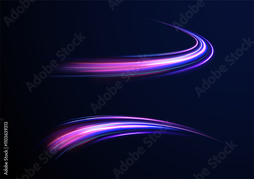Abstract background rotational border lines. Neon stripes in the form of drill, turns and swirl. Iight background, speed, wavy, swirl,curve,speedy,vector. 
