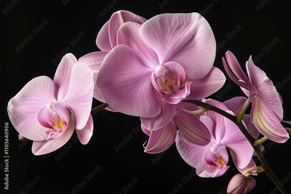 Pink moth orchid blossoming on a black background Pink moth orchid blossoming on a black background
