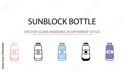 Sunblock Bottle icon design with white background stock illustration