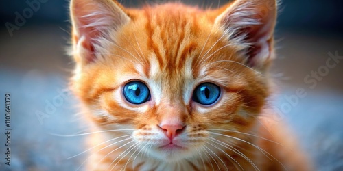 Red kitten muzzle close-up with blue eyes, kitten, red, cute, muzzle, close-up, furry, fluffy, pet, domestic, animal, feline