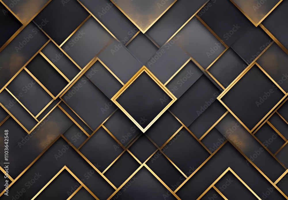 Dark gray, black, and gold geometric pattern design for wallpaper. Dark gray, black, and gold geometric pattern design for wallpaper.