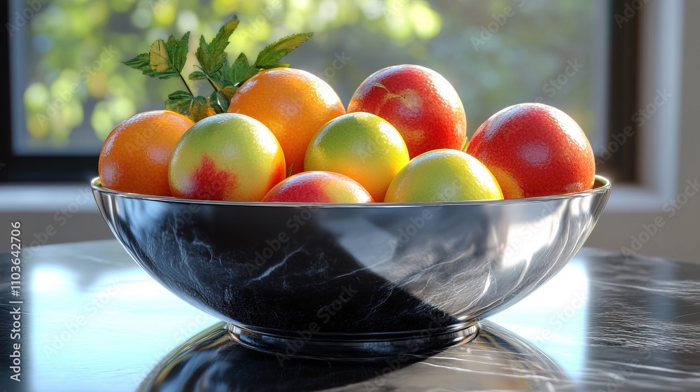 3D Render Bowl of Round Fruits 3D Render Bowl of Round Fruits